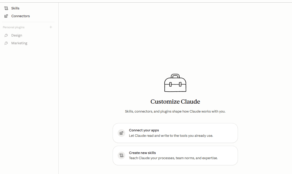 Claude Customize landing page